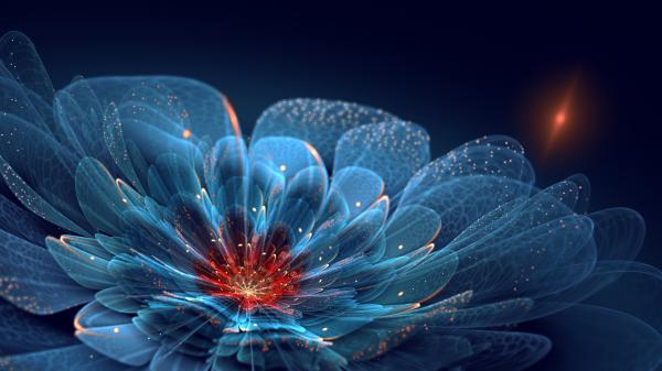 Free blue flower fractal hd abstract wallpaper download