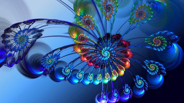 Free blue fractal flowers art hd abstract wallpaper download