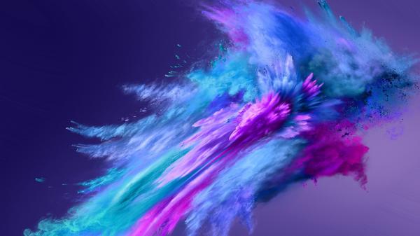 Free blue pink color powder spray 4k hd abstract wallpaper download