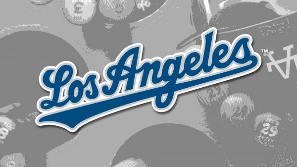 Free blue words of los angeles dodgers with gray background hd dodgers wallpaper download