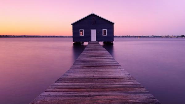 Free boathouse sunset 4k wallpaper download