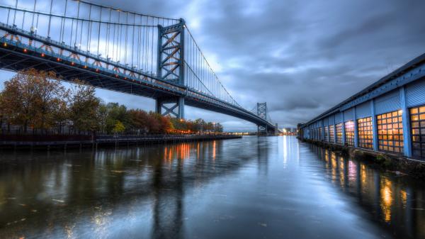 Free bridge above body of water in pennsylvania philadelphia hd travel wallpaper download