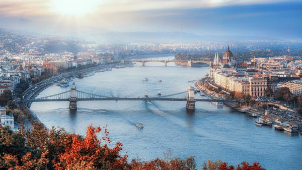 Free bridge between river budapest hungary 4k hd travel wallpaper download