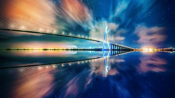 Free bridge reflection wallpaper download