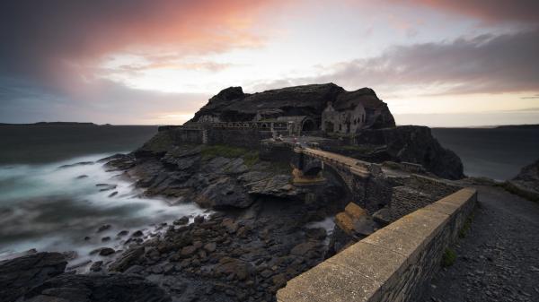 Free brittany bridge coast fort france rock ruin saint malo during sunset hd travel wallpaper download