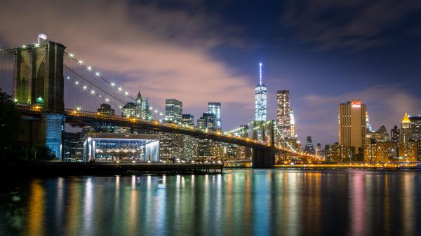 Free brooklyn bridge night cityscape wallpaper download