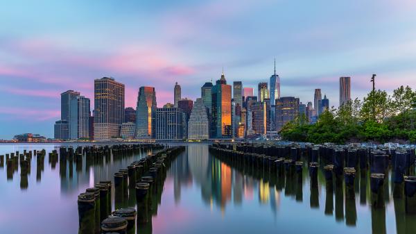 Free brooklyn bridge park at sunrise 5k wallpaper download