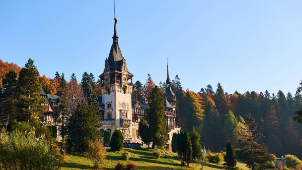 Free building peles castle romania transylvania hd travel wallpaper download