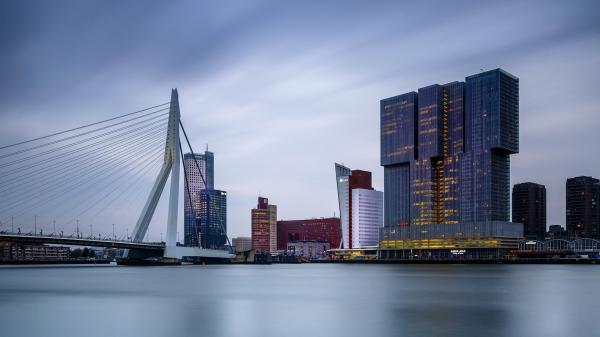 Free buildings with lights in city rotterdam hd travel wallpaper download