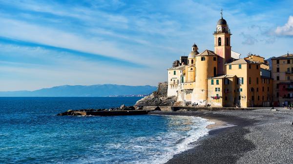 Free camogli church coast italy liguria sea 4k hd travel wallpaper download