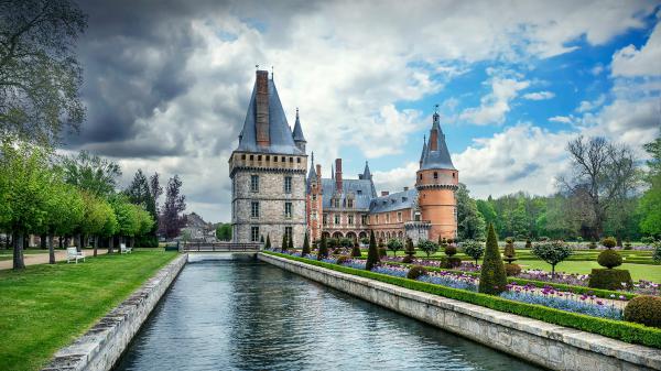 Free canal castle chateau de maintenon france garden park hd travel wallpaper download