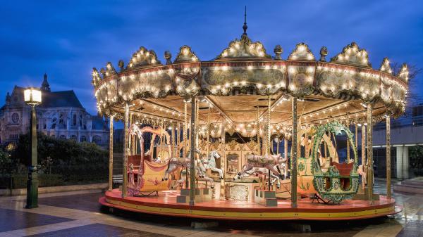 Free carousel lights around animals paris france hd travel wallpaper download