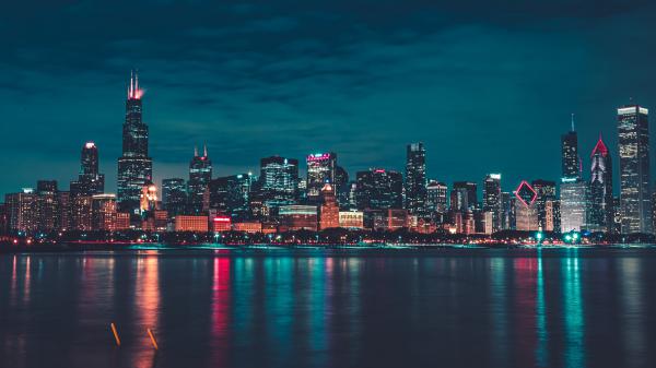 Free chicago night cityscape 5k wallpaper download