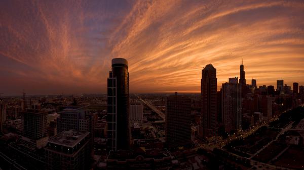 Free chicago skyscrapers at twilight wallpaper download