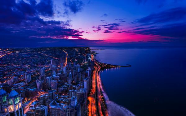 Free chicago sunset wallpaper download