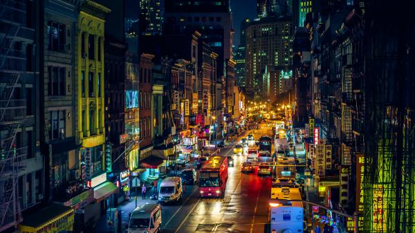 Free chinatown city road with vehicles hd new york wallpaper download