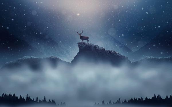 Free christmas deer snowfall wallpaper download