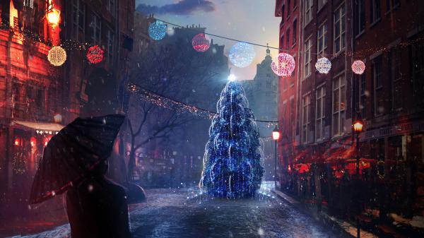 Free christmas eve lights wallpaper download