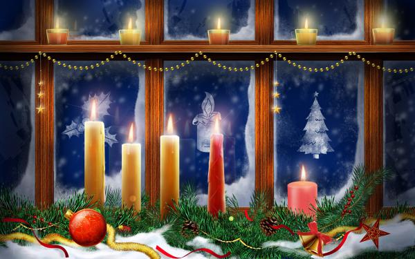 Free christmas lighting candles wallpaper download