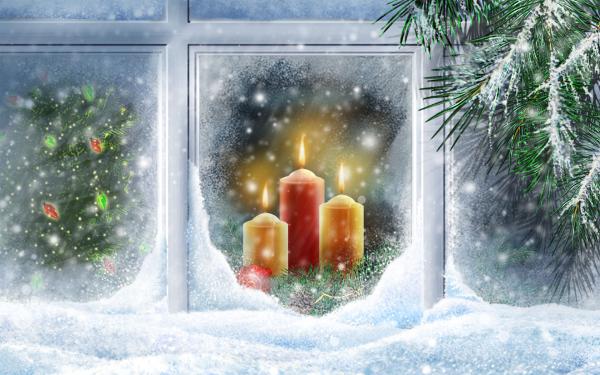 Free christmas lights widescreen wallpaper download