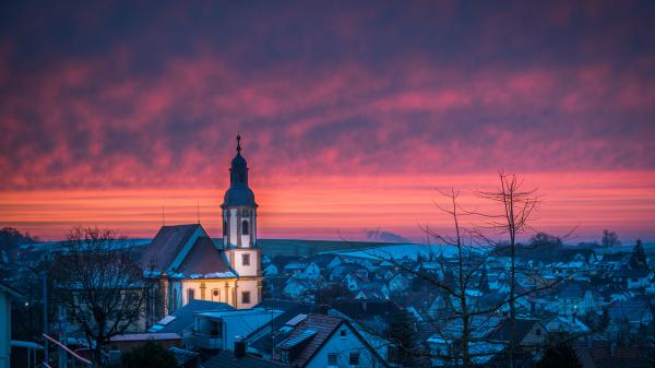 Free church during sunset 4k 5k hd travel wallpaper download