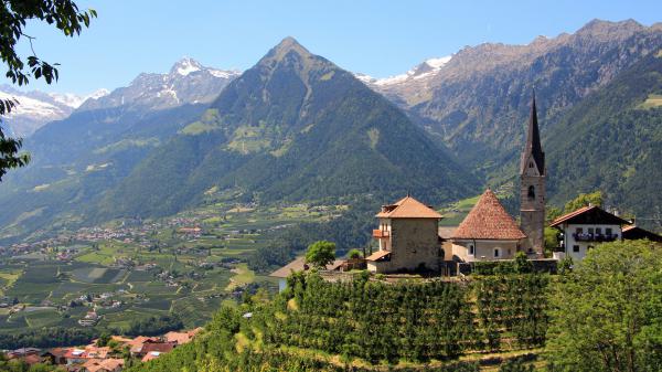 Free church in italy mountain hd travel wallpaper download