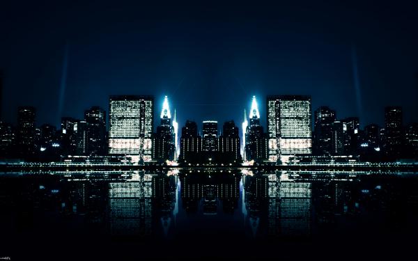 Free city night reflections wallpaper download