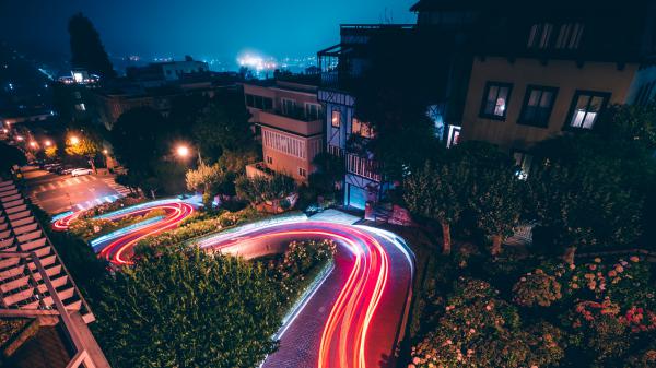 Free city night traffic lights 4k wallpaper download