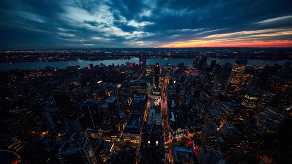 Free cityscape and river under cloudy sky 4k 5k hd new york wallpaper download