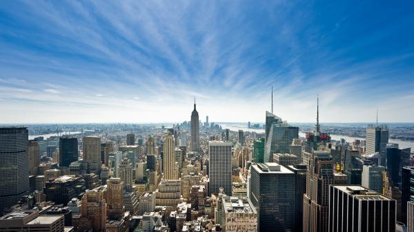 Free cityscape manhattan under blue and cloudy sky hd new york wallpaper download