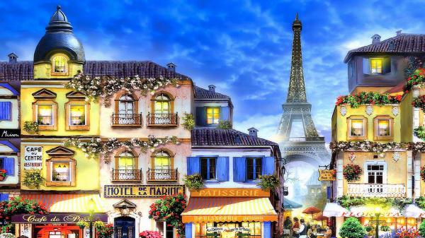 Free classical drawing of paris hd travel wallpaper download