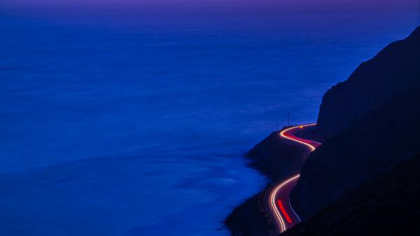 Free coastal highway at night 4k 5k wallpaper download