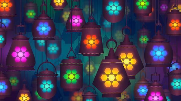 Free colorful abstract lanterns 4k wallpaper download