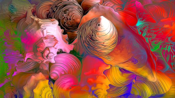 Free colorful blue pink red shells art hd abstract wallpaper download