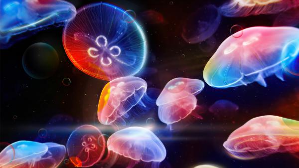 Free colorful dancing jellyfish underwater 4k hd animals wallpaper download