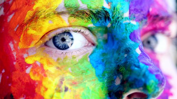 Free colorful paint on face 5k wallpaper download