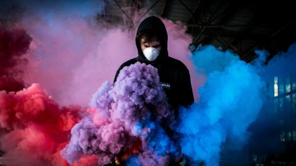 Free colorful smoke with mask 5k wallpaper download