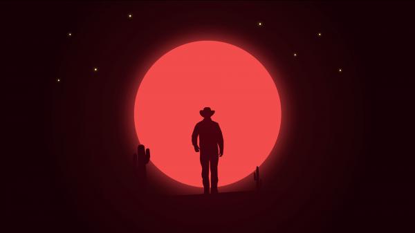 Free cowboy sunset silhouette 4k wallpaper download