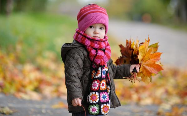 Free cute baby in autumn wallpaper download