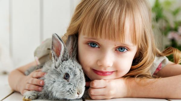 Free cute girl witjh rabbit wallpaper download