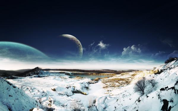 Free dreamy sky snow landscape wallpaper download