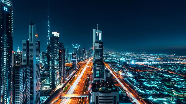 Free dubai night cityscape wallpaper download