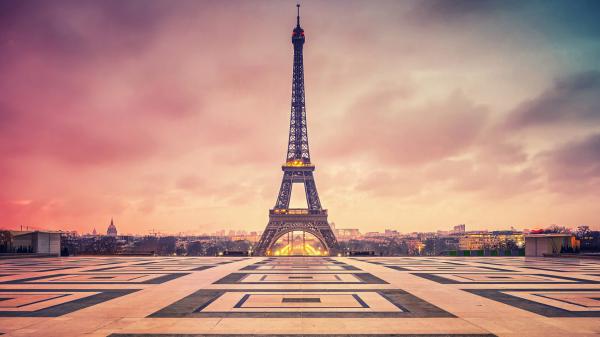 Free eiffel tower paris with background of clouds hd travel wallpaper download