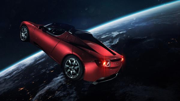 Free elon musk tesla roadster in space wallpaper download