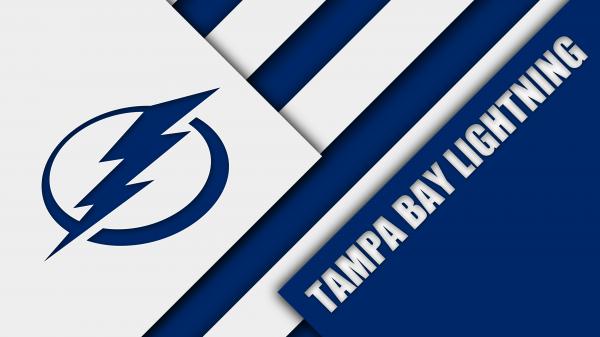 Free emblem logo nhl tampa bay lightning in white and blue striped background basketball 4k hd sports wallpaper download