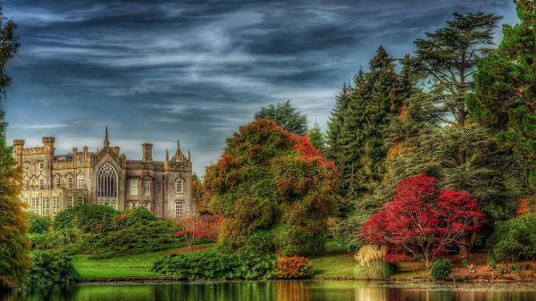 Free england mansion palace with pond 4k hd travel wallpaper download