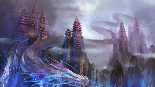 Free fantasy dragon colorful painting hd dreamy wallpaper download