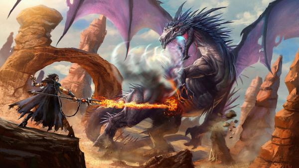 Free fantasy dragon is attacked by a king hd dreamy wallpaper download