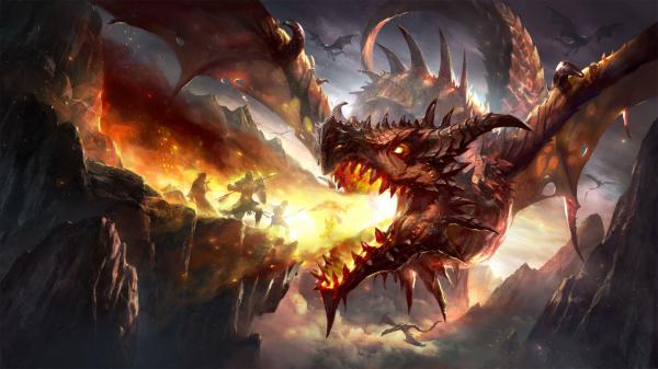 Free fantasy dragon is breathing fire hd dreamy wallpaper download