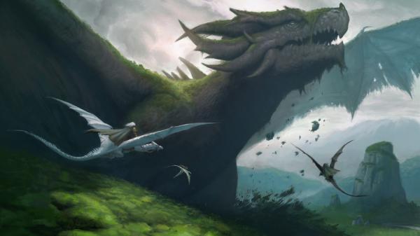 Free fantasy dragon is looking up hd dreamy wallpaper download